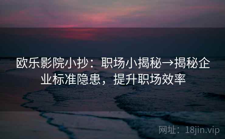 欧乐影院小抄：职场小揭秘→揭秘企业标准隐患，提升职场效率  第2张