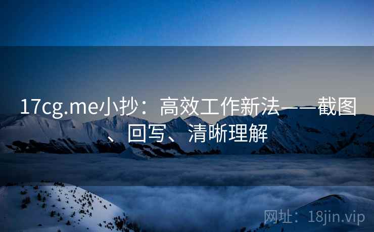 17cg.me小抄:高效工作新法——截图、回写、清晰理解